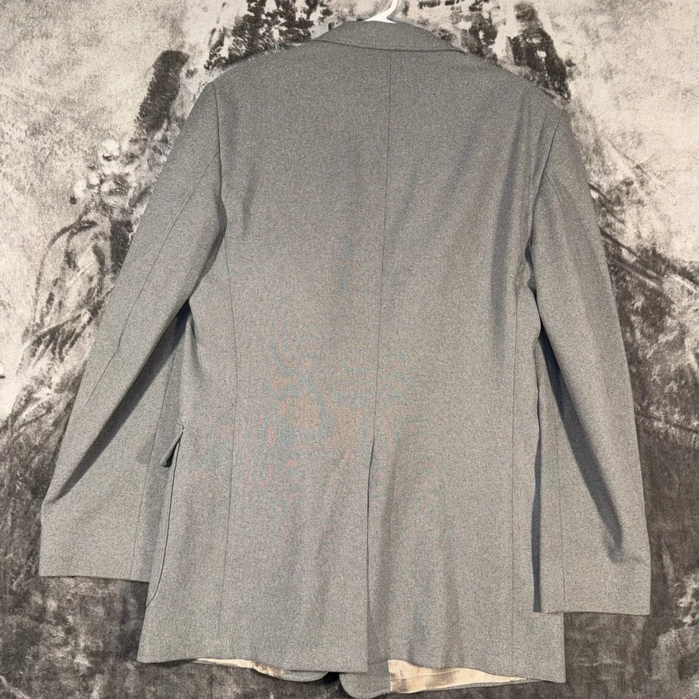 John Peel Ltd Vintage Grey Blazer Mens 44L USA Tailored Brass Crest Buttons‎